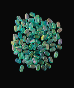 Flat Oval Double Shaded Acrylic Beads - Turquoise Green