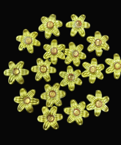 Acrylic Six Petal Flower Embellishments- Antique Gold