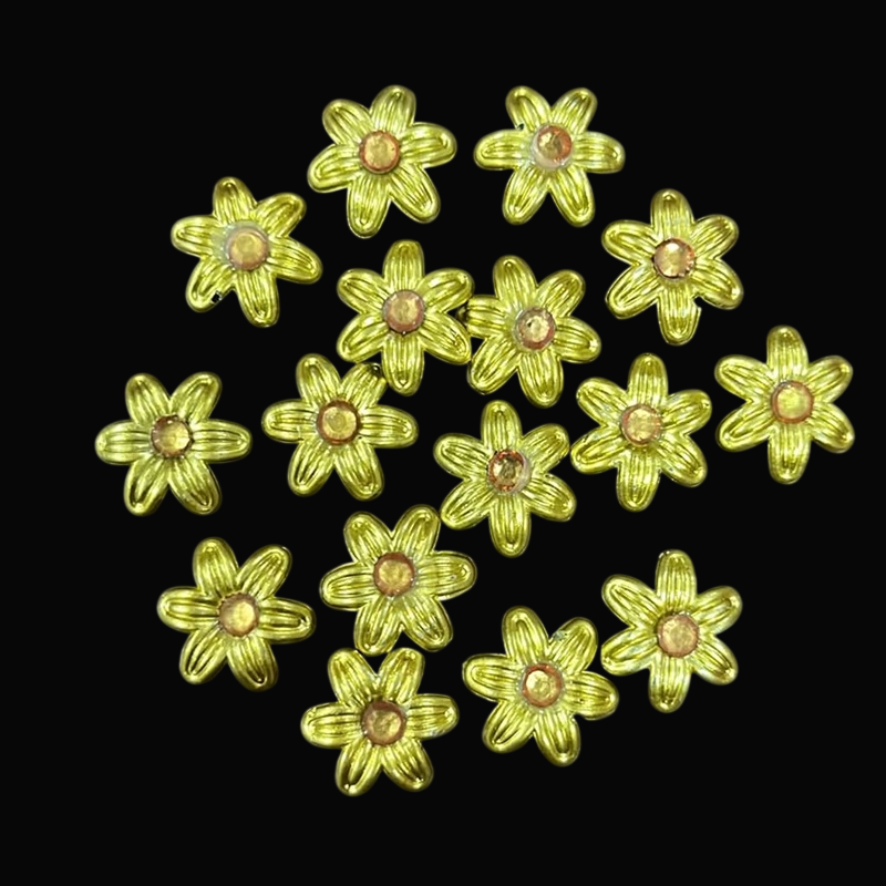 Acrylic Six Petal Flower Embellishments- Antique Gold