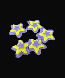 Three Layer Padded Star Appliques - Purple With Yellow