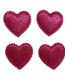 Heart Satin Padded Appliques - Pink