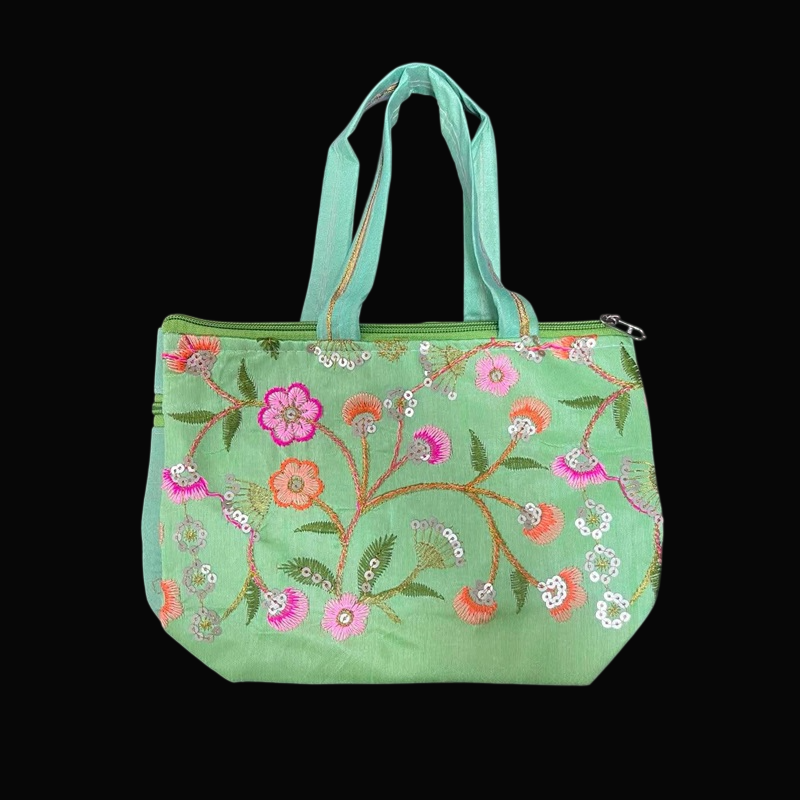 Designer Embroidery Handbag - Green