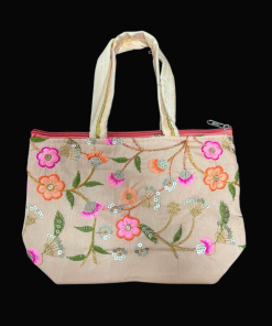 Designer Embroidery Handbag - Peach