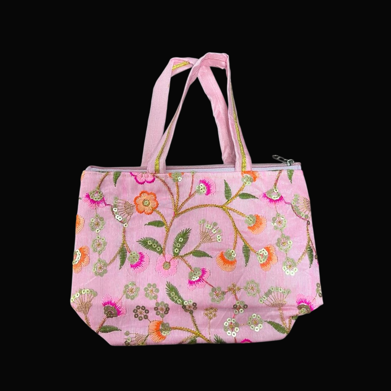 Designer Embroidery Handbag - Pink