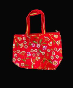 Designer Embroidery Handbag - Red