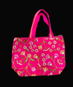 Designer Embroidery Handbag - Dark Pink