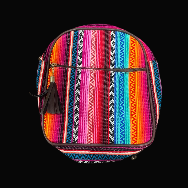 Printed Black Ladies Backpack - Mixed Colour